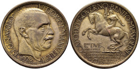 ITALIA. Víctor Manuel III. Medalla en bronce de valor 2 liras de feria de Milán. 1928