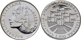 ITALIA. Presidencia italiana de la U.E. 500 liras. 1985. FDC