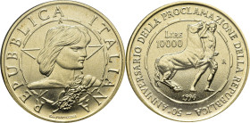 ITALIA. Cincuentenario de la República. 10.000 liras. 1946-1996. FDC