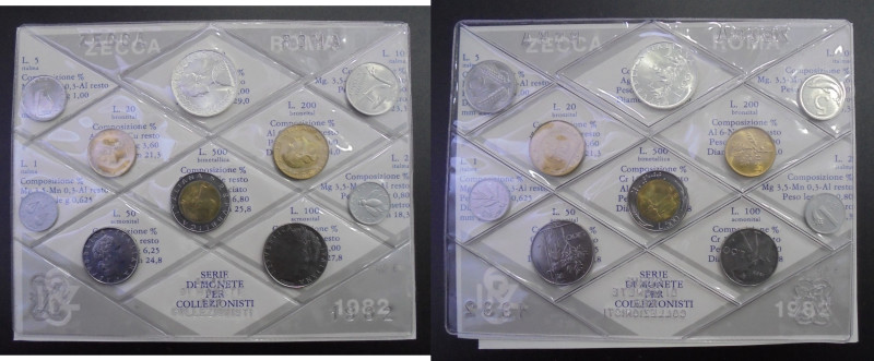 ITALIA. Dama y naves. Serie de diez piezas (10) de 1 a 500 liras. 1982. En cartó...