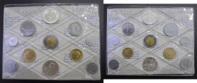 ITALIA. Manzoni y dama con naves. Serie de once piezas (11) de 1 a 500 liras, con tres de 500 liras…SC+