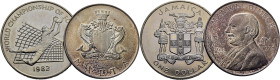 JAMAICA. Campeonato España 82. 1 dólar. 1982.  MALTA. M. Dimech. 1 libra. 1972. SC y SC+. Lote de 2