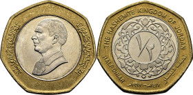 JORDANIA. Hussein. 1/2 d. 1997-1417Hg. Bimetálica. SC