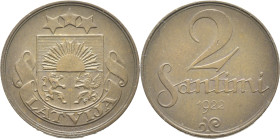 LETONIA. 2 santimi. 1922