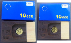 ESPAÑA. Las columnas de Hércules. 1989. 10 ecus. Giro moneda. PROOF FDC