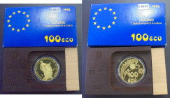 ESPAÑA. Madrid capital de la cultura. Carlos III. 1992. 100 ecus. Oro. PROOF FDC