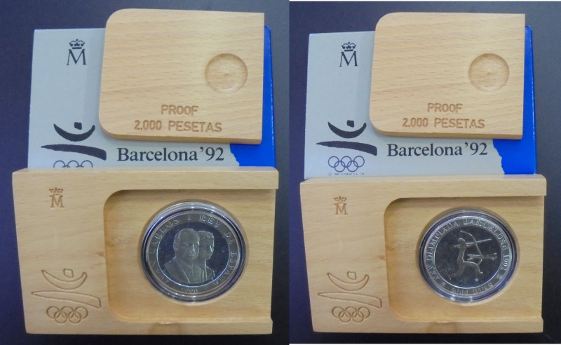 JUAN CARLOS I. XXV Olimpiada Barcelona'92. 2.000 pesetas. 1990. Arquero prehistó...