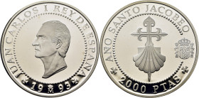 JUAN CARLOS I. 2.000 pesetas. Año Jacobeo. 1993. PROOF FDC/SC