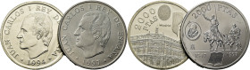 JUAN CARLOS I. 2.000 ptas (2). Asamblea FMI. 1994. 450 años de Cervantes. FDC. Lote de 2