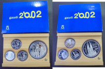 JUAN CARLOS I. Año internacional de Gaudí. 50 y 10 euros (3). 2002. PROOF FDC/SC