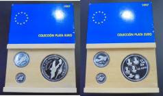JUAN CARLOS I. Colección plata euro. Homenaje a la aviación española. 1997. 25, 5 y 1 euros. FDC