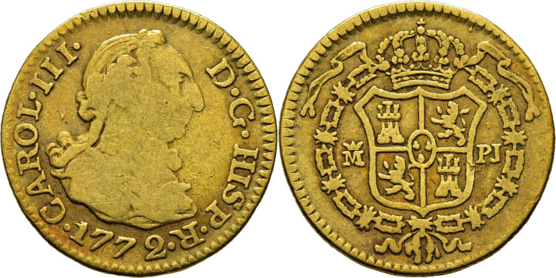 CARLOS III. Madrid. 1/2 escudo. 1772. PJ. Cy12167. 1´71 g. Peor que MBC-/casi MB...