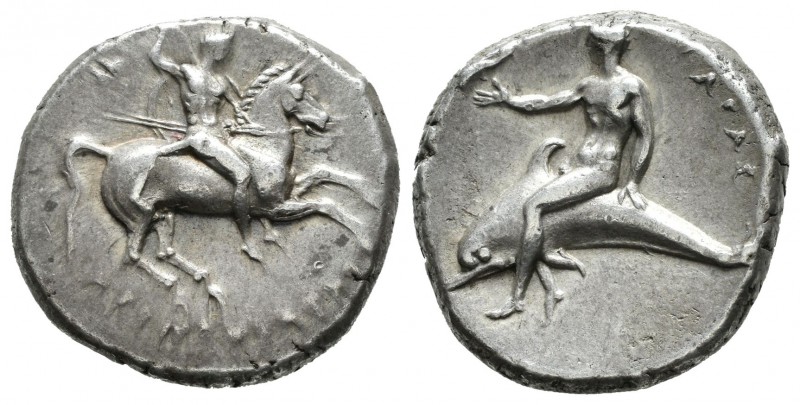 Calabria. Tarento. Didracma-Didrachm. 272-235 a.C. (Cy-307 variante). Anv.: Jine...