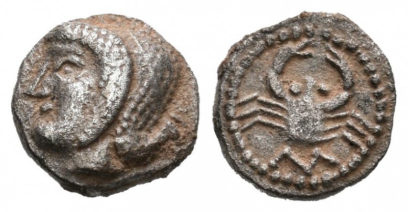 Celtas. Litra. 470-450 a.C. Marsella. (Lt-510). (Mau-203). Anv.: Cabeza de Apolo...