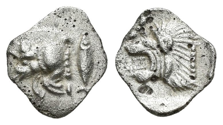 Misia. Hemióbolo-Hemiobol. 480-450 a.C. Kyzicos. (Gc-3850). Anv.: Medio jabalí a...