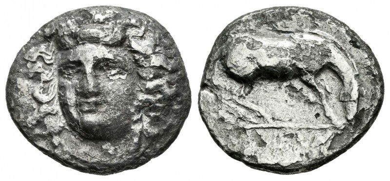 Tesalia. Larissa. Dracma-Drachm. 361-353 a.C. (Cy-1700). Anv.: Cabeza de la ninf...