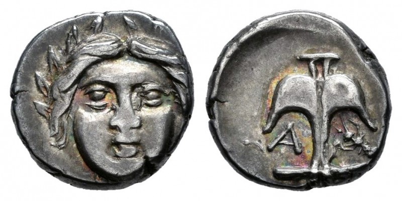 Tracia. Apolonia Pontika. Dióbolo-Diobol. 400-350 a.C. (Gc-1657). Anv.: Cabeza d...