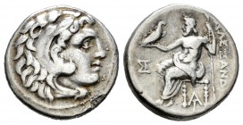 Imperio Macedonio. Alejandro III Magno. Dracma-Drachm. 336-323 a.C. Incierta. (Müller-792). Anv.: Cabeza de Heracles a derecha recubierta con piel de ...