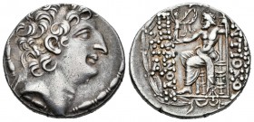 Imperio Seleucida. Antioco VIII. Tetradracma-Tetradrachm. 130-96 a.C. Siria. (Cy-3099). (S-7145). Anv.: Cabeza diademada a derecha. Rev.: Zeus entroni...