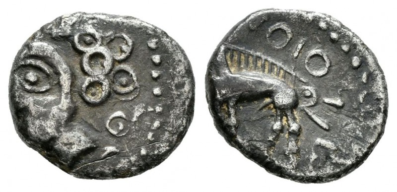 Sequanes. Denario-Denarius. 70-50 a.C. Región de Besançon. (Lt-5351). Anv.: Cabe...