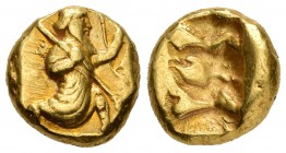 Persia. Reyes Aqueménidas. Época de Darío I a Xerxes II. Dárico. 486-450 a.C. Lidia. (S-4677). Anv.: El rey arrodillado a derecha con arco, flecha y l...