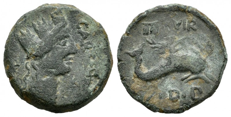Carteia. Cuadrante. 80 a.C. San Roque (Cádiz). (Acip-2609). (Abh-670). Anv.: Cab...