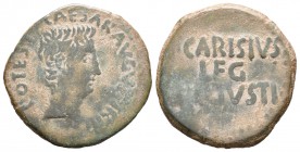 Emerita Augusta. As. 27 a.C.-14 d.C. Mérida (Badajoz). (Abh-987). (Acip-4436n). Anv.: Cabeza desnuda de Augusto a derecha, alrededor leyenda interna C...