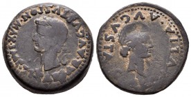 Emerita Augusta. As. 14-36 d.C. Mérida (Badajoz). (Abh-1053). (Acip-3406). Anv.: Cabeza laureada de Tiberio a izquierda, alrededor TI CAESAR AVGVSTVS ...
