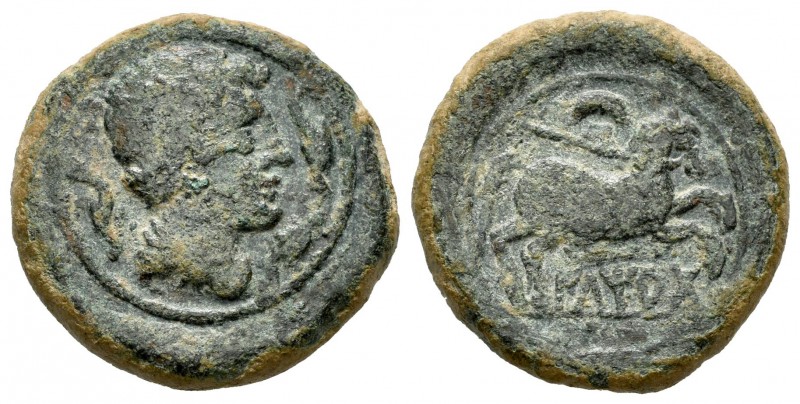 Iltirta. Semis. 220-200 a.C. Lérida. (Abh-1467). Anv.: Cabeza masculina a derech...