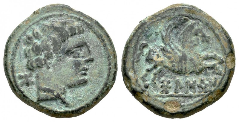Bolskan. Semis. 120-80 a.C. Huesca. (Acip-1420). (Abh-1921). Anv.: Cabeza barbad...
