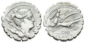 Claudia. Denario-Denarius. 79 a.C. Roma. (Ffc-567). (Craw-381-1a). (Cal-426). Anv.: Busto diademado de Diana a derecha, con arco y carcaj, delante SC....