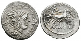 Lucila. Denario-Denarius. 101 a.C. Norte de Italia. (Ffc-821). (Craw-324-1). (Cal-909). Ag. 3,89 g. MBC+. Est...90,00.