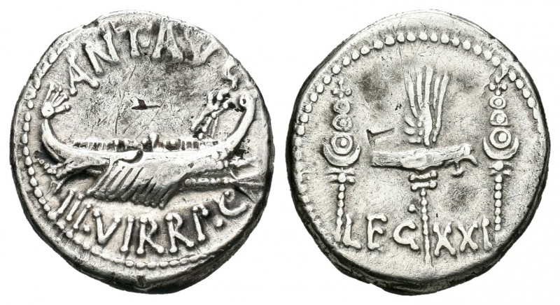 Marco Antonio. Denario-Denarius. 32-31 a.C. Ceca volante. (Ffc-60). (Craw-344-37...