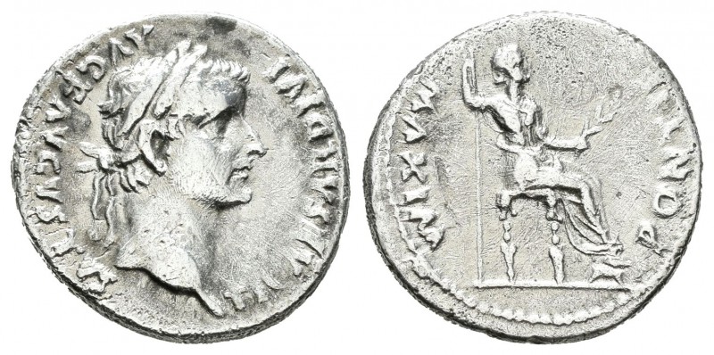 Tiberio. Denario-Denarius. 16 d.C. Lugdunum. (Spink-1763). (Ric-26). Rev.: PONTI...