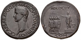 Caligula. Sestercio-Sestertius. 39-40 d.C. Roma. (Spink-1799). (Ric-40). Anv.: C CAESAR AVG GERMANICVS PON M TR POT. Busto de Caligula con láurea a iz...