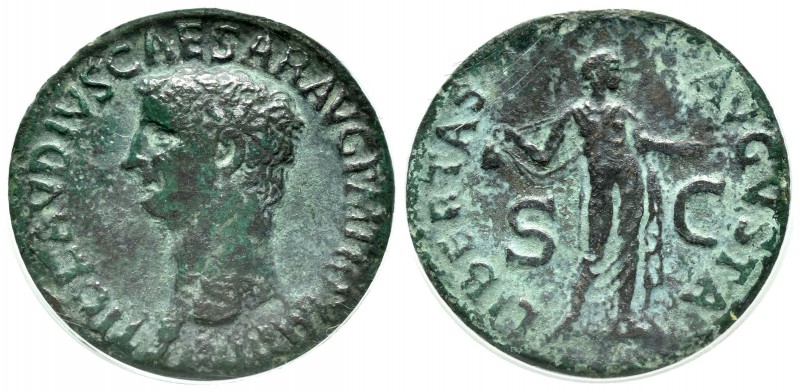 Claudio I. As. 42 d.C. Roma. (Spink-1860). Rev.: LIBERTAS AVGVSTA SC. Ae. Encaps...