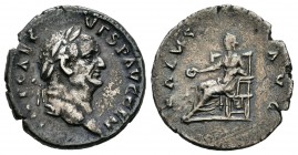 Vespasiano. Denario-Denarius. 73 d.C. Roma. (Spink-2307 variante). Anv.: IMP CAES VESP AVG CEN. Rev.: SALVS AVG. Ag. 2,95 g. MBC-. Est...40,00.
