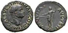 Vespasiano. As. 71 d.C. Roma. (Spink-2356 variante). Rev.:  AEQVITAS AVGVSTI / SC. Aequitas a izquierda con balanza y cetro. Ae. 10,19 g. Variante por...