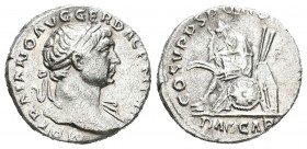Trajano. Denario-Denarius. 109 d.C. Roma. (Spink-3137). (Ric-99). (Seaby-121). Rev.: COS V P P S P Q R (OPTIMO PRINC). Dacia sentada a izquierda sobre...