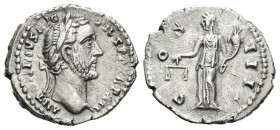 Antonino Pío. Denario-Denarius. 146 d.C. Roma. (Spink-4066 variante). (Ric-177). (Seaby-240). Rev.: COS III. Aequitas de pie a izquierda con balanza y...