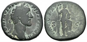 Antonino Pío. Sestercio-Sestertius. 156-57 d.C. Roma. (Spink-4251). (Ric-964). Rev.: TR POT XX (COS IIII) S C. Ae. 21,28 g. BC. Est...25,00.