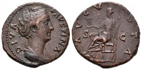 Faustina Madre. As. 147 d.C. Roma. (Spink-no cita). (Ric-1181). (Ch-121). Rev.: AVGVSTA SC. Ceres sentada a izquierda con estátua de la Esperanza en s...