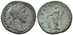 Marco Aurelio. Sestercio-Sestertius. 176 d.C. Roma. (Spink-5006). (Ric-1169). Rev.: TR P XXIX IMP VIII COS III S C. Piedad  en pie a izquierda con cue...