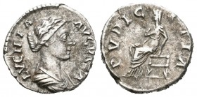 Lucila. Denario-Denarius. 166-169 d.C. Roma. (Spink-5490). (Ric-781). (Seaby-62). Rev.: PVDICITIA. Pudicitia sentada a izquierda. Ag. 3,13 g. MBC. Est...