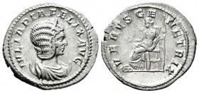 Julia Domna. Antoniniano-Antoninianus. 216 d.C. Roma. (Spink-7106). (Ric-388c). Rev.: VENVS GENETRIX. Venus sentada a izquierda con la mano extendida ...