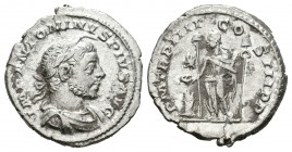 Eliogábalo. Denario-Denarius. 220 d.C. Roma. (Spink-7533). (Ric-28). Rev.: P M TR P III COC III P P . Ag. 2,90 g. MBC-. Est...35,00.