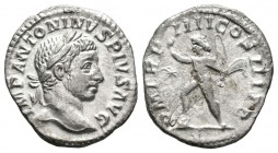 Eliogábalo. Denario-Denarius. 121 d.C. Roma. (Spink-no cita). (Ric-40). Rev.: P M TR P IIII COS III P P. Sol avanzando a izquierda con látigo y estrel...