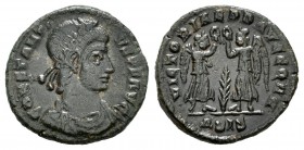 Constancio II. Centenional. 346-8 d.C. Siscia. (Spink-18064). (Ric-363.4). Rev.: VICTORIAE DD AVGG Q NN. Ae. 1,93 g. MBC+. Est...15,00.
