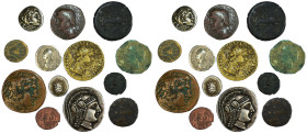 Antike: Lot 13 antike Münzen in Silber und Kupfer, Griechen und Römer, alle unbestimmt und auf Echtheit ungeprüft, gekauft wie gesehen, keine spätere ...