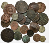 Antike: Lot 27 Münzen aus der Antike, nicht näher bestimmt. Darunter Römer und Byzanz, vermutlich auch Sammleranfertigungen (COPY). Gekauft wie gesehe...